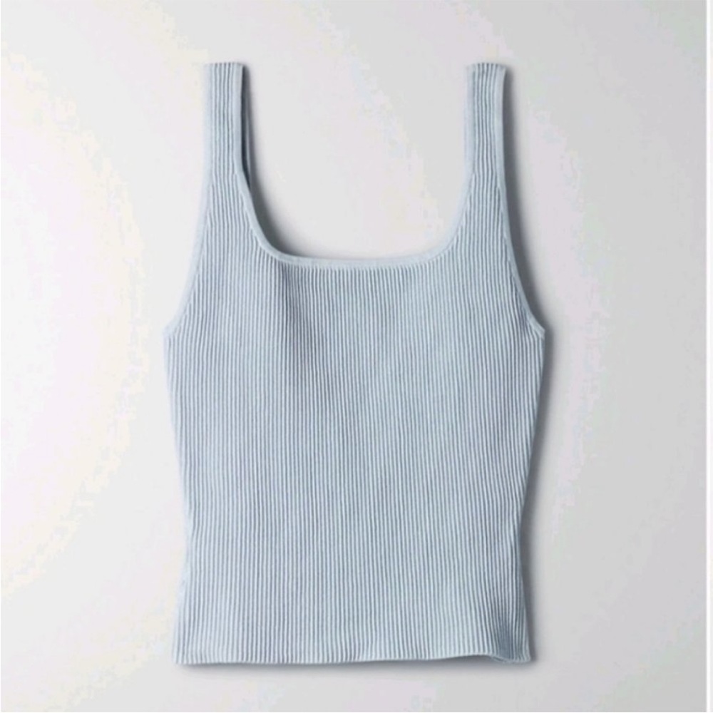 Aritzia Babaton Blue Sculpt Knit Square Neck Tank Top Large